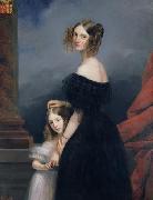 Claude Marie Dubufe with her daughter painting